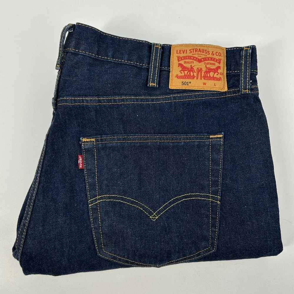 Levi's 501xx Denim Jeans Men's 44x36 (Act 40x33) Dark Wash Button‎ Fly